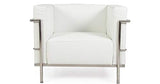 Fauteuil en acier inoxydable cuir véritable noir blanc grand