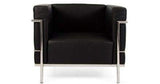 Fauteuil en acier inoxydable cuir véritable noir blanc grand