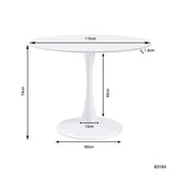 Kare Design Table Schickeria, blanc, bois MDF, pied en acier, minimaliste, table a manger, table ronde pour 4 personnes, salle à manger, salon, bureau, Ø110