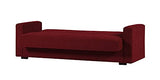 Dmora - Canapé lit 3 places Pinto, Canapé-lit conteneur linéaire, Canapé de salon en tissu rembourré avec ouverture clic-clac, 212x80h87 cm, Rouge