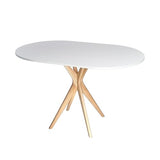 RAGABA Petite table à manger ovale 100 x 75 cm, cadre en X, table à manger pour 4 personnes, bois massif, moderne, peu encombrante | Blanc