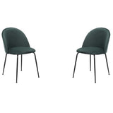 Chaise de salle à manger ou bureau vintage en velours avec pieds en métal Set de 2 pièces (vert, pieds noirs)