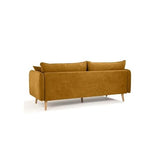 HEXAGONE Canapé Fixe 3 Places Daren - Tissu Moutarde - L 207 x P 90 x H 88 cm - Fabriqué en France