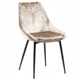 Kare Design Chaise East Side, Beige/Noir, Aspect Velours, Lot de 2, Élégant, Chaises Salle a Manger, Deco Intérieur, Decoration Chambre, Cuisine, 83x48x57 cm (H/L/P)