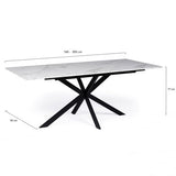 IDMarket - Table à Manger Extensible Rectangle Alix 6-10 Personnes Pied araignée Noir Plateau Effet marbre Blanc Alaska 160-200 cm