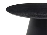 Vente-unique - Table à Manger Ronde 4 Personnes placage frêne - Noir - ANTALIZA