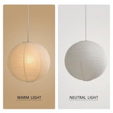 NOCHX Lumière Suspendue en Papier Parchemin Style Japonais Wabi-Sabi - Lustre Sphérique en Fer Inspiré de pour Salon, Chambre et Bureau(40cm)