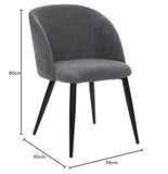 Atmosphera - Chaise Celeste - Gris - Velours côtelé - Pieds métal Noir