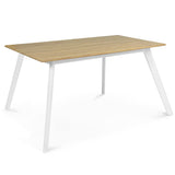IDMarket - Table scandinave Extensible Rectangle Inga 6-8 Personnes Plateau Bois Pieds Blancs 160-200 cm