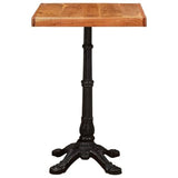 Ziaphsol Table de bistrot marron 50 x 50 x 76 cm en bois d'acacia massif avec pied en fonte, carrée, rustique, pour salle à manger et cuisine