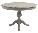 Générique Table à Manger Ronde sur piédestal avec 2 tiroirs cachés 120 L x 120 P x 78 H cm Plateau en Bois Dur d'acacia délavé à la Chaux Table à Manger en Bois Bleu Marine 5 Couleurs
