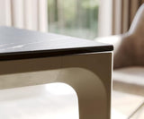 DeLife Table-à-Manger Escina Céramique Laminam®Noir Désir Marron 200x100 cm Piètement Aluminium