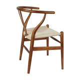 Chaise Y (Wishbone Chair) chaise de salle à manger avec accoudoirs en bois massif de style milieu du siècle avec siège en chanvre (en bois de frêne - noyer) (Bois de frêne - noyer).(Beech Wood Color,P