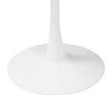 Table à Manger Ronde pour 4 à 5 Personnes diamètre 100 cm, Plateau en Verre trempé Aspect marbre Blanc, Base Ronde en métal Blanc - Tulips