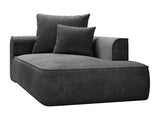 Vente-unique - Méridienne Droite en Velours côtelé Gris Anthracite PINETA