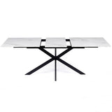 IDMarket - Table à Manger Extensible Rectangle Alix 6-10 Personnes Pied araignée Noir Plateau Effet marbre Blanc Alaska 160-200 cm