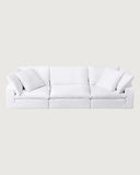 UNIQKA Cloud - Canapé 3 Places en Lin Blanc