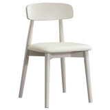 GIZNXBA Chaise Scandinave Blanche Chaises De Salle A Manger Scandinave sans Bras Chaise De Cuisine en Bois en Cuir avec Pieds en Bois pour La Salle À Manger(/White A)
