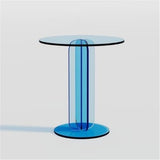 ZDFTGKM Table basse ronde moderne en acrylique - Multifonction - Pour salon, chambre à coucher et bureau - Bleu - 53 x 58 cm (l x L)