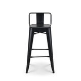 Tabouret de Bar en métal Noir Mat Style Industriel - avec Dossier - Hauteur 66cm