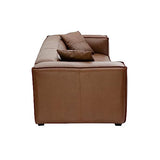 Miliboo Canapé Vintage 3 Places Cuir Marron et Bois Noir Cobain