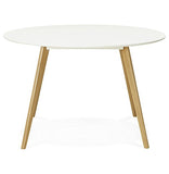ALTEREGO Table de Cuisine Ronde Design Blanc 120x120x75 cm Table Ronde pouvant accueillir 6 Personnes.