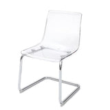 Lot de 2 chaises de salle à manger modernes en acrylique transparent style fantôme avec pieds en métal argenté pour cuisine, mariages, restaurants et banquets