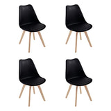 TEENO Chaises de Salle à Manger Scandinaves, Chaise de Bureau et de Salon,Chaises Rétro Bois de hêtre Massif,pour Chambre, Salon, Cuisine et Salle à Manger Noir(Black, Lot de 4)…