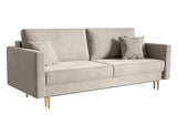 Selsey VALICO - Canapé Convertible - 3 Places - Velours hydrophobe - Beige