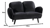Atlantic Home Collection Ben, canapé 2 Places, Velours, Noir