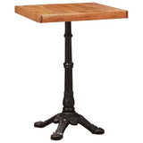 Ziaphsol Table de bistrot marron 50 x 50 x 76 cm en bois d'acacia massif avec pied en fonte, carrée, rustique, pour salle à manger et cuisine