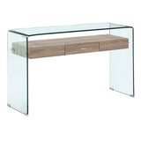 Meubletmoi Console en Verre trempé et Caisson avec tiroir en Bois MDF - Design Contemporain - Ice