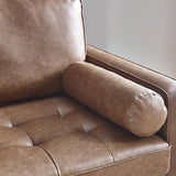 Julian Bowen Henley Canapé 3 Places en Similicuir Marron, Bois, 3 Seater