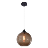 Suspension boule de verre simple, suspension industrielle vintage E27 Loft Bar Plafonnier, mini lustre globe 1 lumière pour cuisine salle à manger chambre (marron)