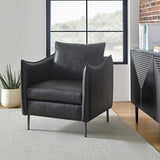 Fauteuil en cuir, chaises d'appoint modernes en cuir synthétique, chaises de lecture rembourrées avec coussins mobiles, design confortable pour la décoration de la maison