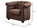 Vente-unique - Fauteuil Chesterfield en Microfibre Aspect Cuir Vieilli