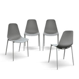 PAZZO DESIGN Chaise Alix, Ensemble de 4 chaises, Gris, Chaise en polypropylène, Pieds métal, Chaise Cuisine, Chaise Salle à Manger, Chaise Bureau - id_991