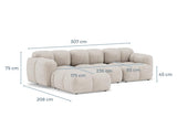 Lisa Design - Grace - canapé modulable d'angle réversible 4 Places en Velours texturé, Vert Sauge