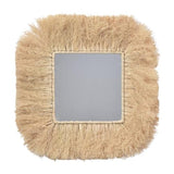FLCPJGV Miroir de Ferme en Paille tressée, Miroir décoratif, Miroir bohème pour Salle de Bain et Appartement, CarrÉ
