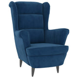 SKM Fauteuil à Oreilles avec Tabouret Bleu Velours, Weight:26.85 kg,3115930