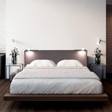 P17- Tête de Lit en Simili Cuir | 2 Lampes | Traitement: Rayures | Dimensions: 160 x 60 cm | Couleur: Elephant