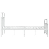 Capwee Lit 120x190 cm Cadre de lit en métal Lit Double en Métal pour Adultes-Blanc-120 x 190 cm-avec tête de lit et Pied de lit
