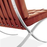Furnwise Fauteuil de salon moderne en cuir avec cadre en acier inoxydable poli (cognac)