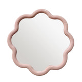 CHAOHAOKE Miroir mural rond ondulé de 25 cm, cadre en plastique blanc/rose