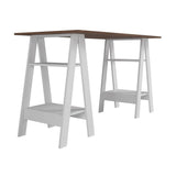 ACTUAL DIFFUSION Bureau 2 Tréteaux 4 Niches Blanc et Châtaignier L 135 H 75 P 60 cm