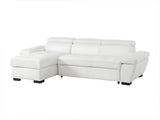 Vente-unique - Canapé d'angle Convertible en Cuir JONOVA - Blanc - Angle Gauche