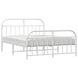vidaXL Cadre de lit métal avec tête de lit/Pied de lit Blanc 160x200cm, lit Double, Meuble de Chambre à Coucher, lit d'invité, lit