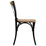 vidaXL 2X Bois Manguier Solide Chaise à Dossier Croisé Noir Chaise de Cuisine