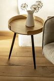WENKO Petite table basse ronde, table d'appoint bout de canapé bois, pied métal noir, Bois Bambou, Ø 40 x 50 cm