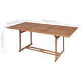 vidaXL Teck Table à Manger Rectangulaire d'Extérieur Jardin 180x90x75cm Meuble